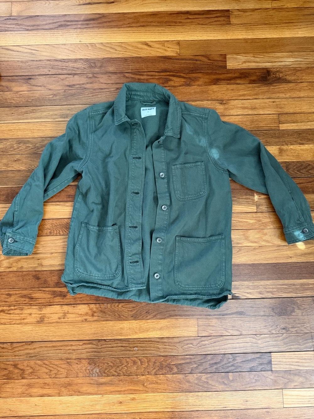 Old Navy Sage Green Button-Up Utility Denim Jacket